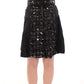 Dolce & Gabbana Black Crystal Handmade Above Knee Skirt