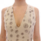 Andrea Incontri White Printed Shift V-neck Sheath Dress