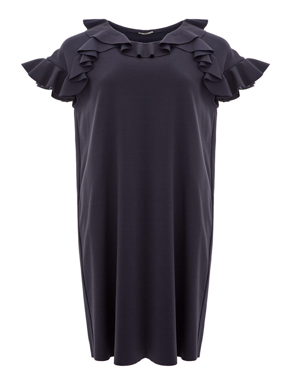 Lardini Blue Pencil Skirt with ruffles detail