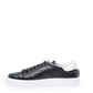 Roberto Cavalli Black Leather Sneakers with Silver Logo