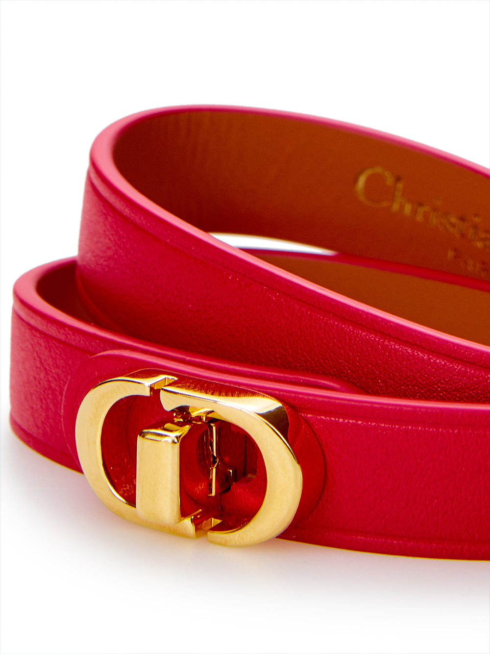 Dior Red Leather Double Band CD Bracelet