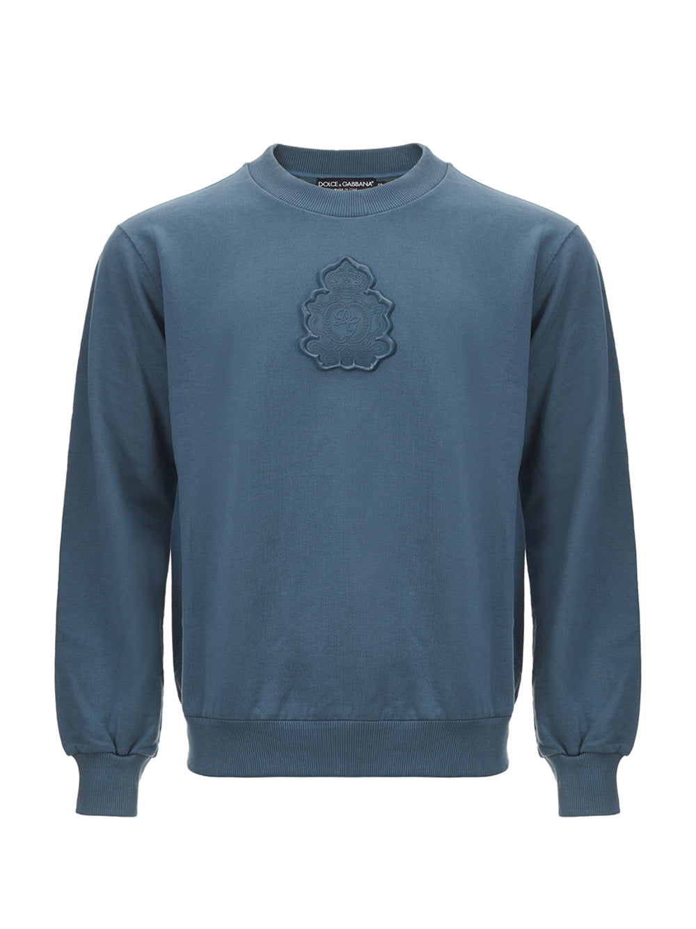 Dolce & Gabbana Cotton Round Neck Sweatshirt with Front Attached Logo