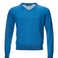 Dolce & Gabbana Blu V-Neck Silk Sweater