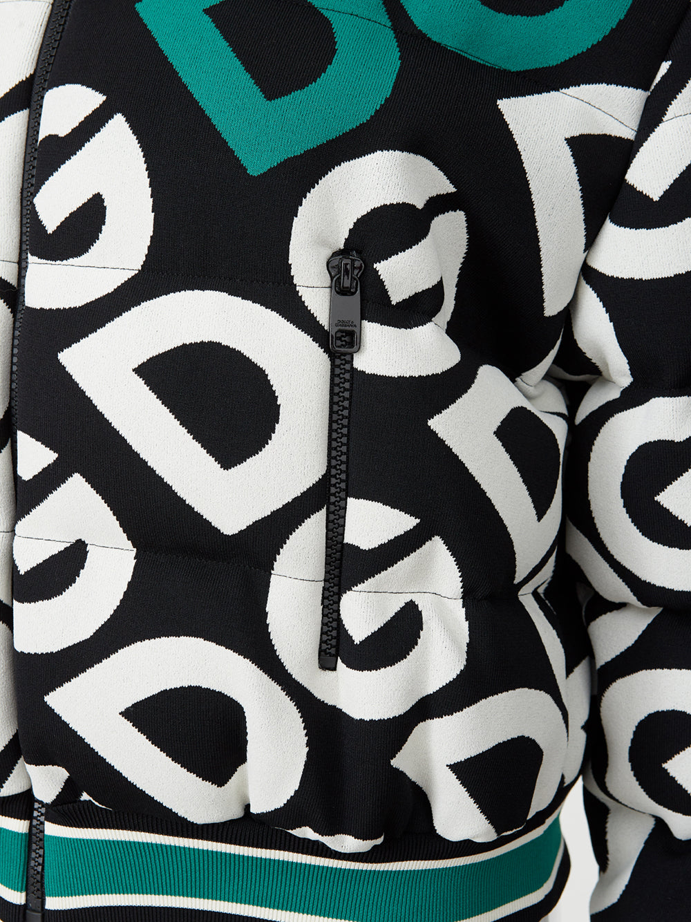 Dolce & Gabbana Black and White Quilted Bomber Jacket with Logo