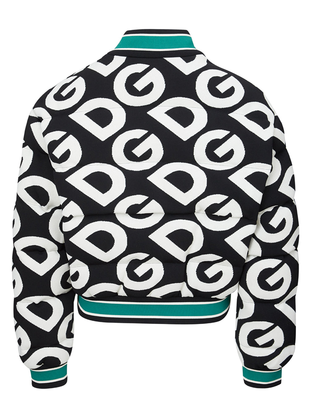 Dolce & Gabbana Black and White Quilted Bomber Jacket with Logo