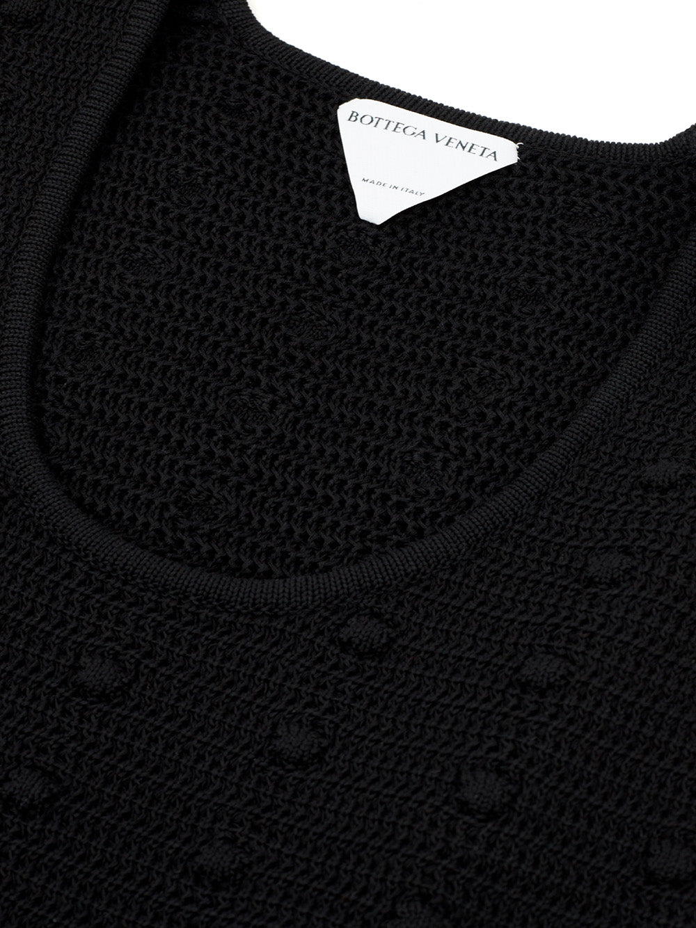 Bottega Veneta Knitted Black Dress with Pompom Details