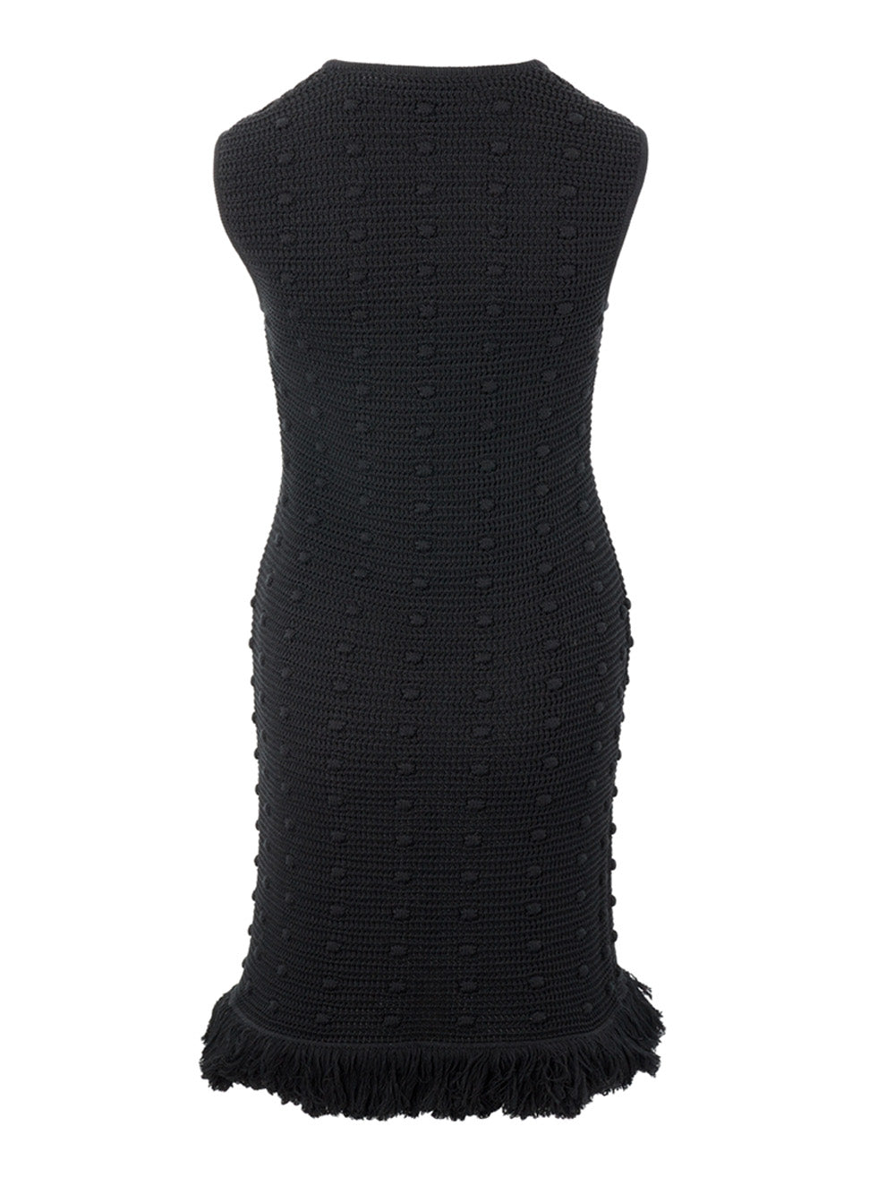 Bottega Veneta Knitted Black Dress with Pompom Details