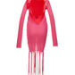Bottega Veneta Fringed Long Pink/Red Dress