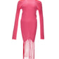 Bottega Veneta Fringed Long Pink/Red Dress