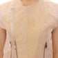 Zeyneptosum Beige brocade sleeveless jacket