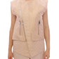 Zeyneptosum Beige brocade sleeveless jacket