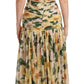 Dolce & Gabbana Yellow Silk Floral Print Pleated Max Dress