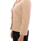 Dolce & Gabbana Beige Wool Pearl Button Jacket Blazer Coat
