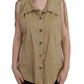 PLEIN SUD Beige Cotton Sleeveless Shirt