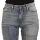 Cavalli Blue Wash Cotton Slim Fit Bootcut Jeans