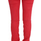Costume National Red Cotton Blend Super Slim Fit Jeans