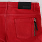 Costume National Red Cotton Blend Super Slim Fit Jeans