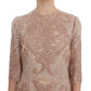 Dolce & Gabbana Pink Silk Lace Ricamo Shift Gown Dress