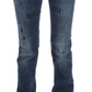 John Galliano Blue Wash Cotton Blend Slim Fit Bootcut Jeans