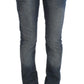 John Galliano Blue Wash Cotton Blend Slim Fit Jeans