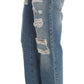 John Galliano Blue Wash Cotton Boyfriend Fit Cropped Jeans