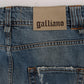 John Galliano Blue Wash Cotton Boyfriend Fit Cropped Jeans
