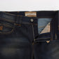 John Galliano Blue Wash Cotton Blend Boyfriend Fit Jeans