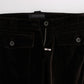 Ermanno Scervino Brown Cotton Velvet Zippers Slim Fit Pants