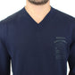 Ermanno Scervino Blue Wool Blend V-neck Pullover Sweater