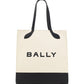 Bally White and Black Leather Tote Shoulder Bag