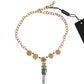 Dolce & Gabbana Gold Brass Handpainted Crystal Floral Necklace