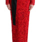 Dolce & Gabbana Red Floral Ricamo Sheath Long Dress