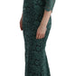 Dolce & Gabbana Green Floral Crystal Ricamo Sheath Dress