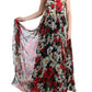Dolce & Gabbana Multicolor Silk Floral Crystal Long Maxi Dress