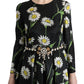 Dolce & Gabbana Multicolor Silk Sunflower Print Long Maxi Dress