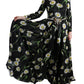 Dolce & Gabbana Multicolor Silk Sunflower Print Long Maxi Dress