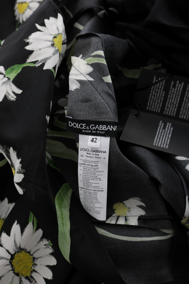 Dolce & Gabbana Multicolor Silk Sunflower Print Long Maxi Dress