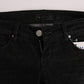 Acht Black Denim Cotton Bottoms Slim Fit Jeans