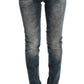 Cavalli Blue Wash Cotton Blend Slim Fit Jeans