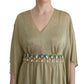 Dolce & Gabbana Gold Shift Long Blue Crystal Dress