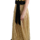 Dolce & Gabbana Gold Black Floral Lace Dress