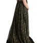 Dolce & Gabbana Black Yellow Crystal Lace Shift Dress