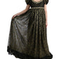 Dolce & Gabbana Black Yellow Crystal Lace Shift Dress