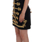 Dolce & Gabbana Black Wool Stretch Gold A-Line Dress