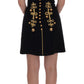 Dolce & Gabbana Black Wool Stretch Gold A-Line Dress