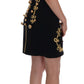 Dolce & Gabbana Black Wool Stretch Gold A-Line Dress