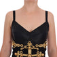 Dolce & Gabbana Black Wool Stretch Gold A-Line Dress