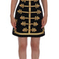 Dolce & Gabbana Black Wool Stretch Gold A-Line Dress