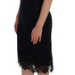 Dolce & Gabbana Black Floral Ricamo Sheath Dress