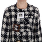 Dolce & Gabbana Black White Wool Knitted Crystal Jacket